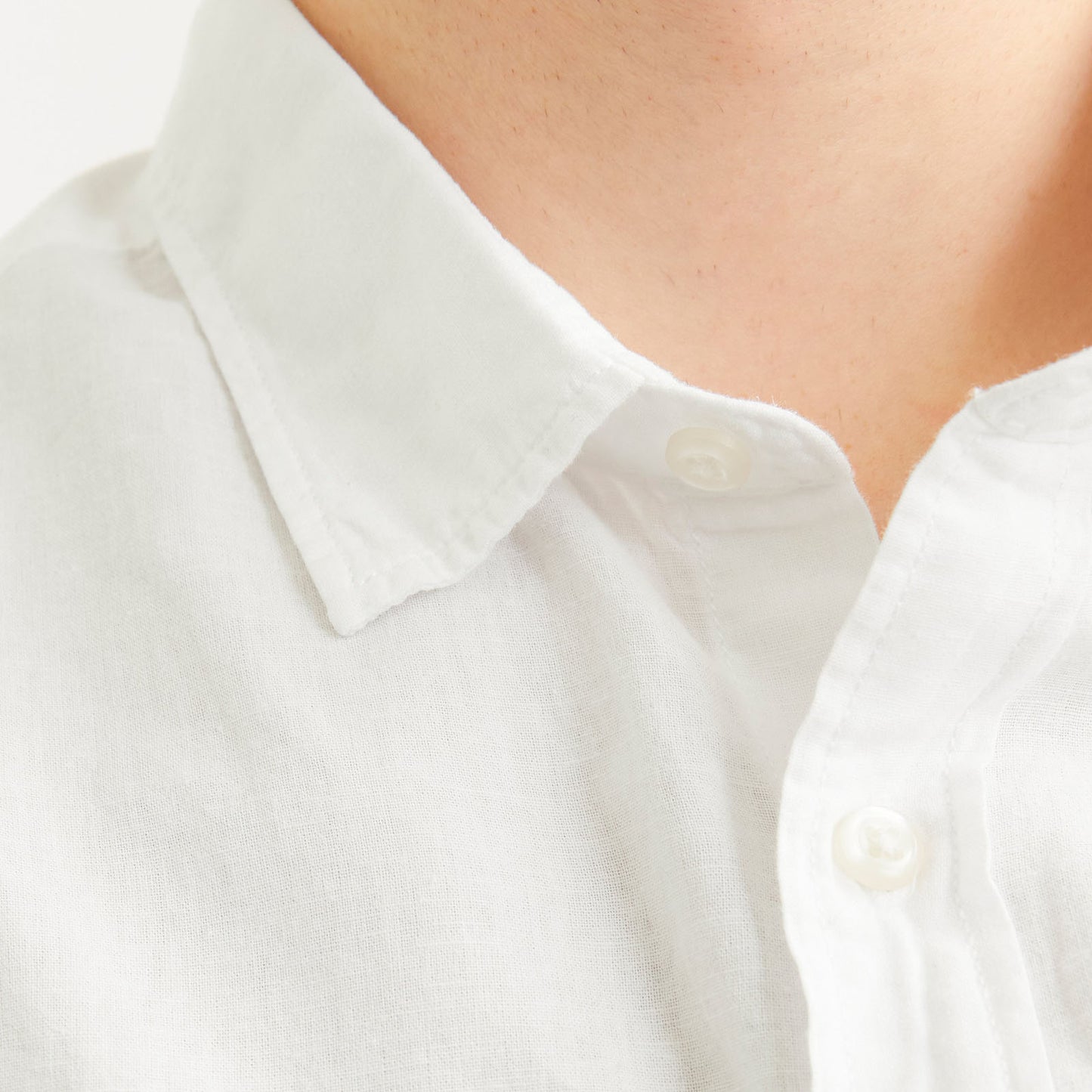 Jack & Jones Plus Size Linen Blend S/S Shirt White