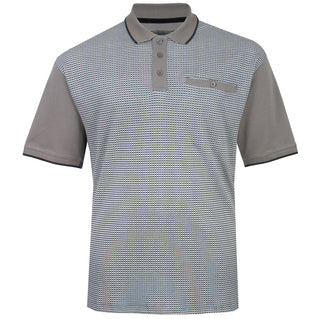 Kam Jeans Plus Size Smart Mini Geo Print Polo Taupe