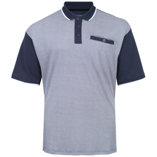 Kam Jeans Plus Size Smart Mini Geo Print Polo Navy
