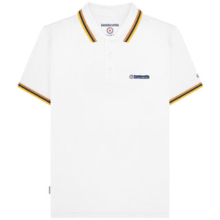 Lambretta Plus Size Triple Tipped Polo White