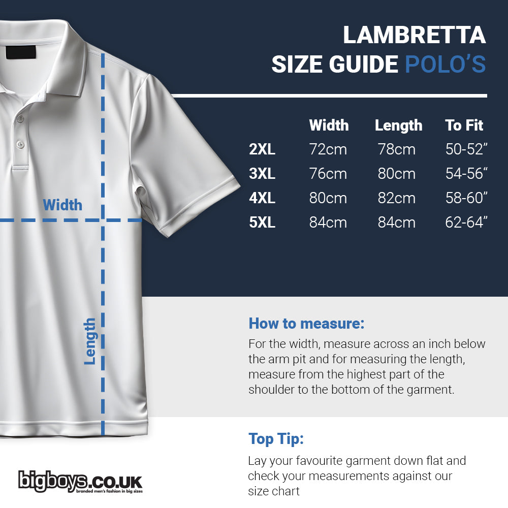 Lambretta Plus Size Triple Tipped Polo Dusky Blue