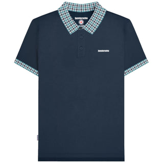 Lambretta Plus Size Gingham Collar Polo Navy