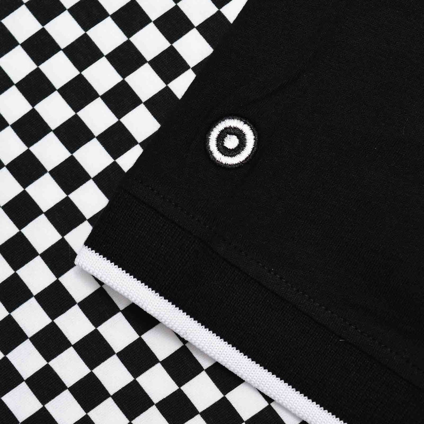 Lambretta Plus Size Two Tone Aop Polo Black/White