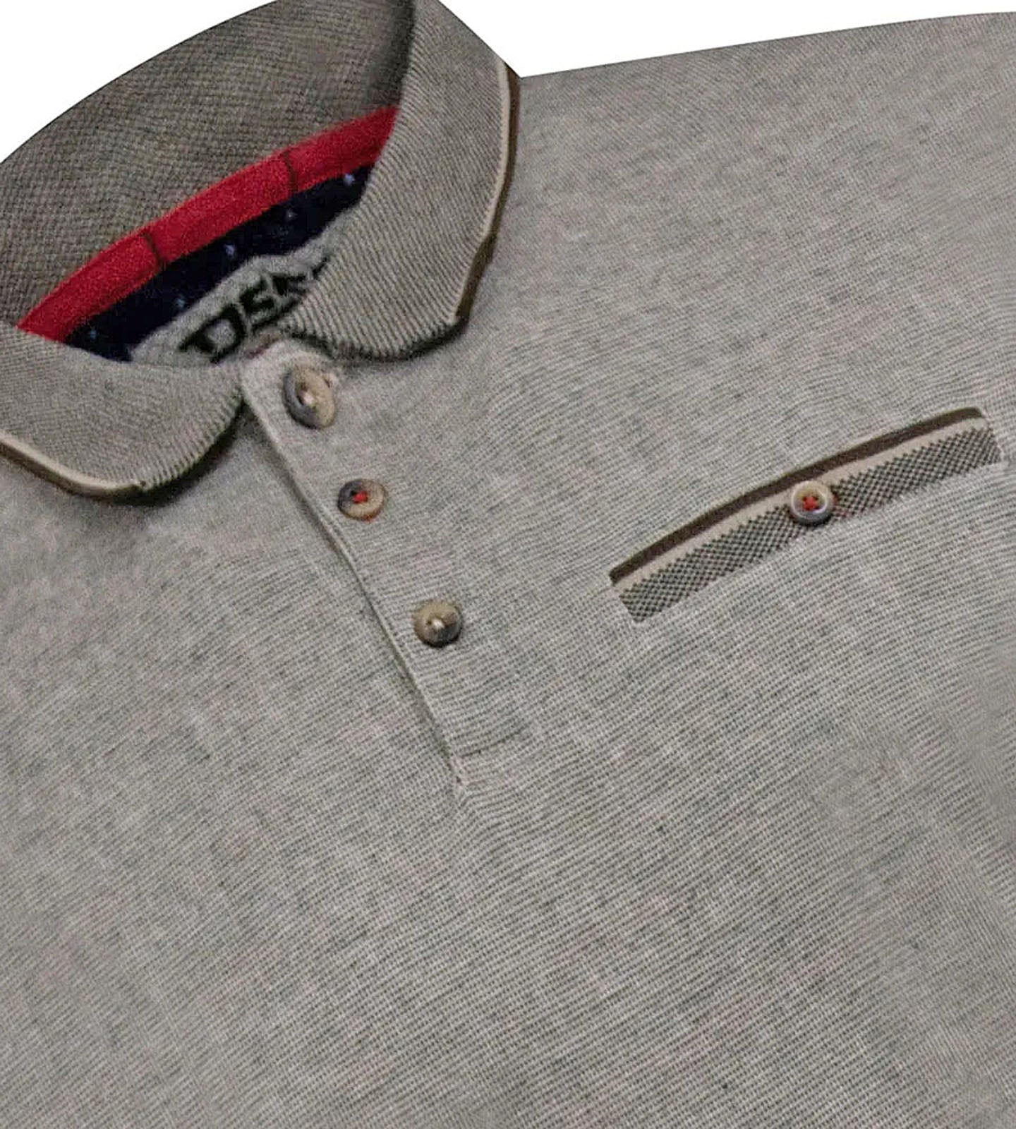D555 Plus Size Jacquard Collar Textured Polo Stone