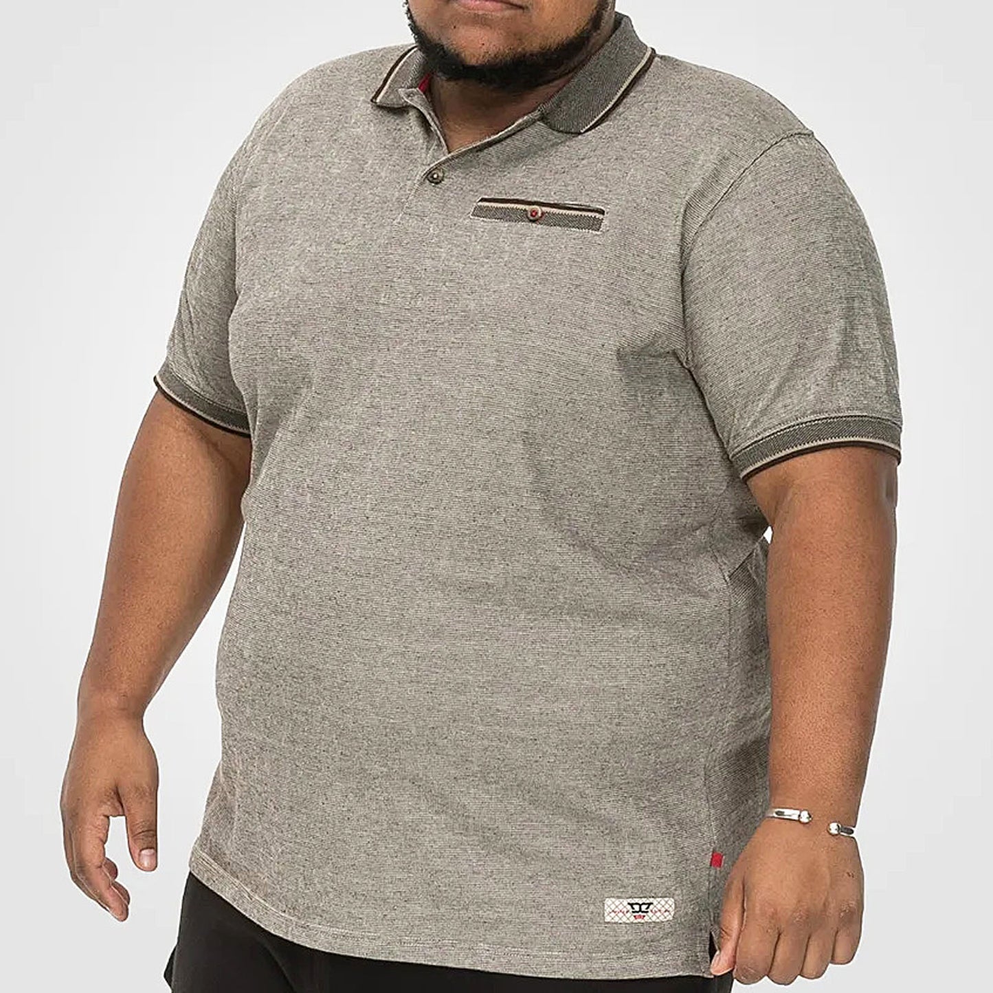 D555 Plus Size Jacquard Collar Textured Polo Stone