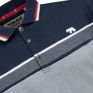 D555 Plus Size Tipton Stripe Jacquard Polo Navy