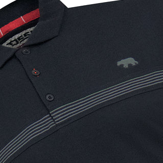 D555 Plus Size Stafford Embroidered Strip Polo Black