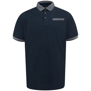D555 Plus Size Ilkeston Jacquard Collar & Cuffs Polo Navy