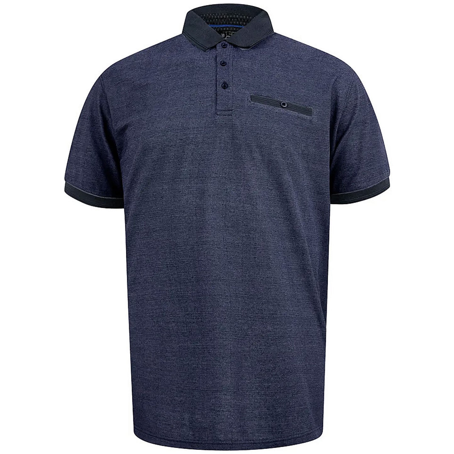 D555 Plus Size Newcastle Contrast Collar Pique Polo Blue/Grey