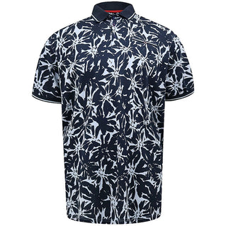 D555 Plus Size Halifax Hawaiian Print Polo Blue