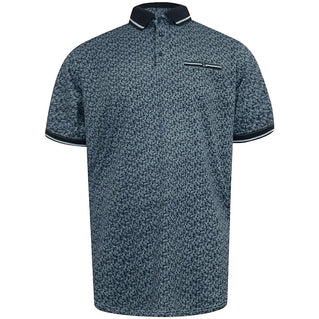 D555 Plus Size Woolwich Aop Ribbed Trim Polo Blue