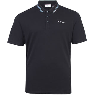 Ben Sherman Plus Size Collar Interest Polo Black