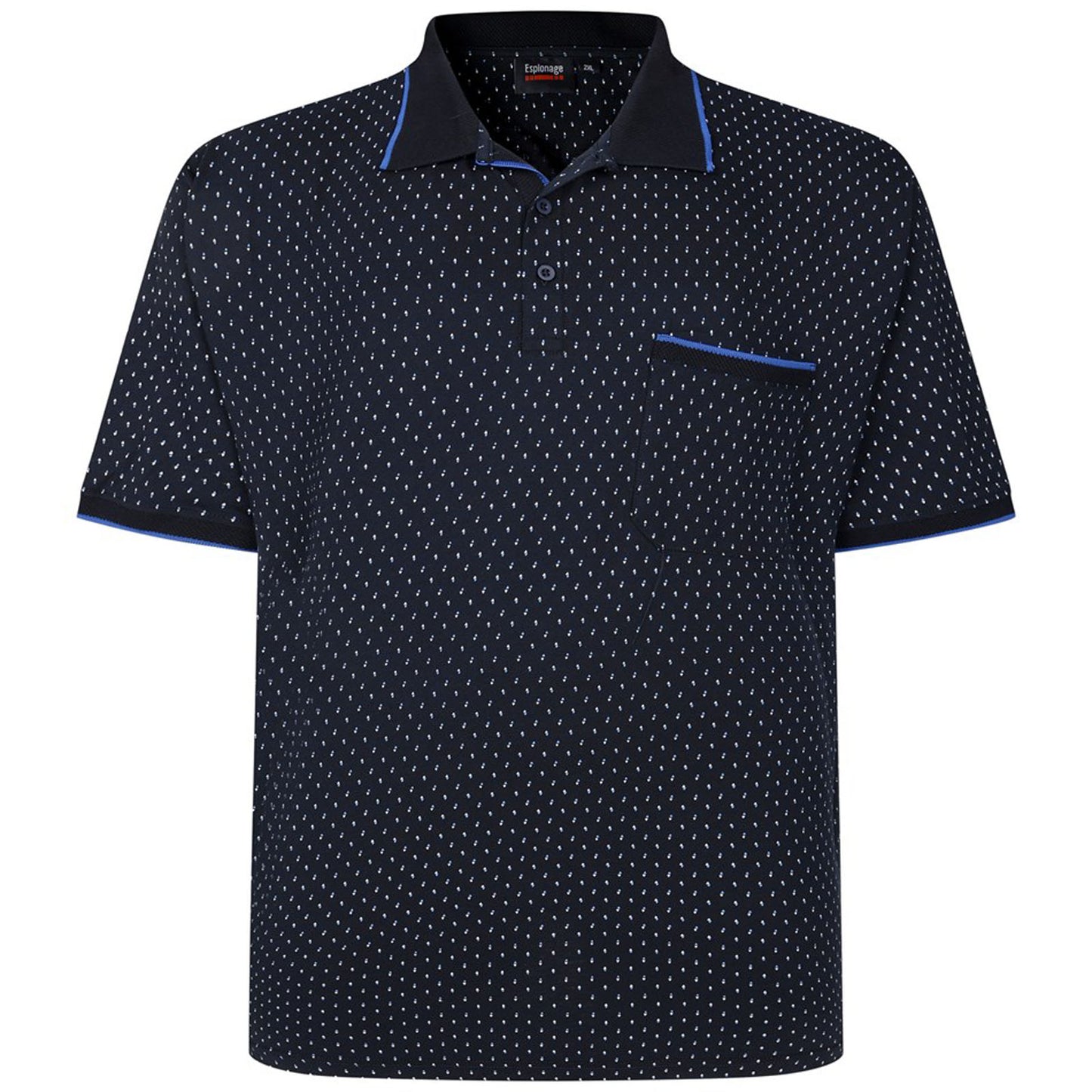 Espionage Plus Size P228 All Over Geometric Print Polo Navy