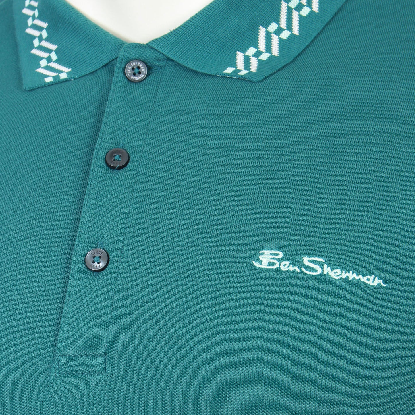 Ben Sherman Plus Size Collar Interest Polo Teal