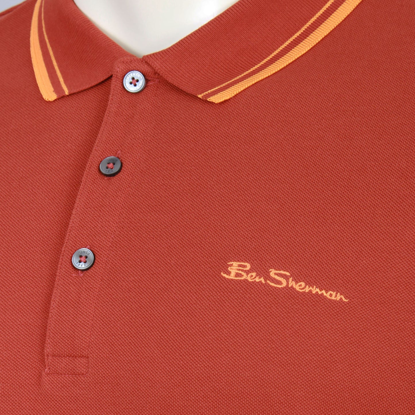Ben Sherman Plus Size Signature Pique Polo Burnt Orange