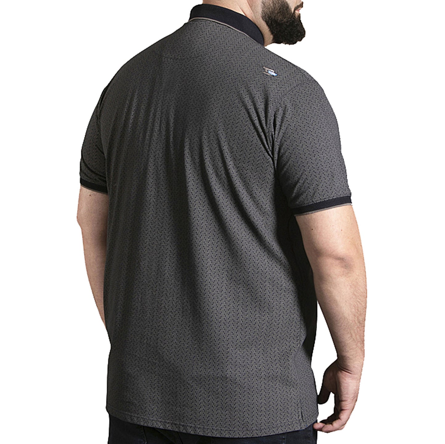 D555 Plus Size Scarborough Jacquard Trim Aop Polo Navy