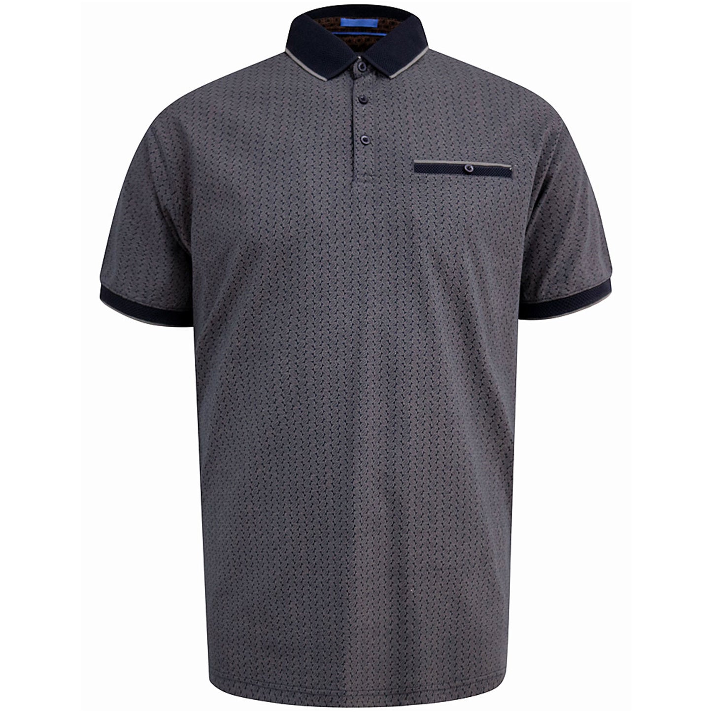 D555 Plus Size Scarborough Jacquard Trim Aop Polo Navy