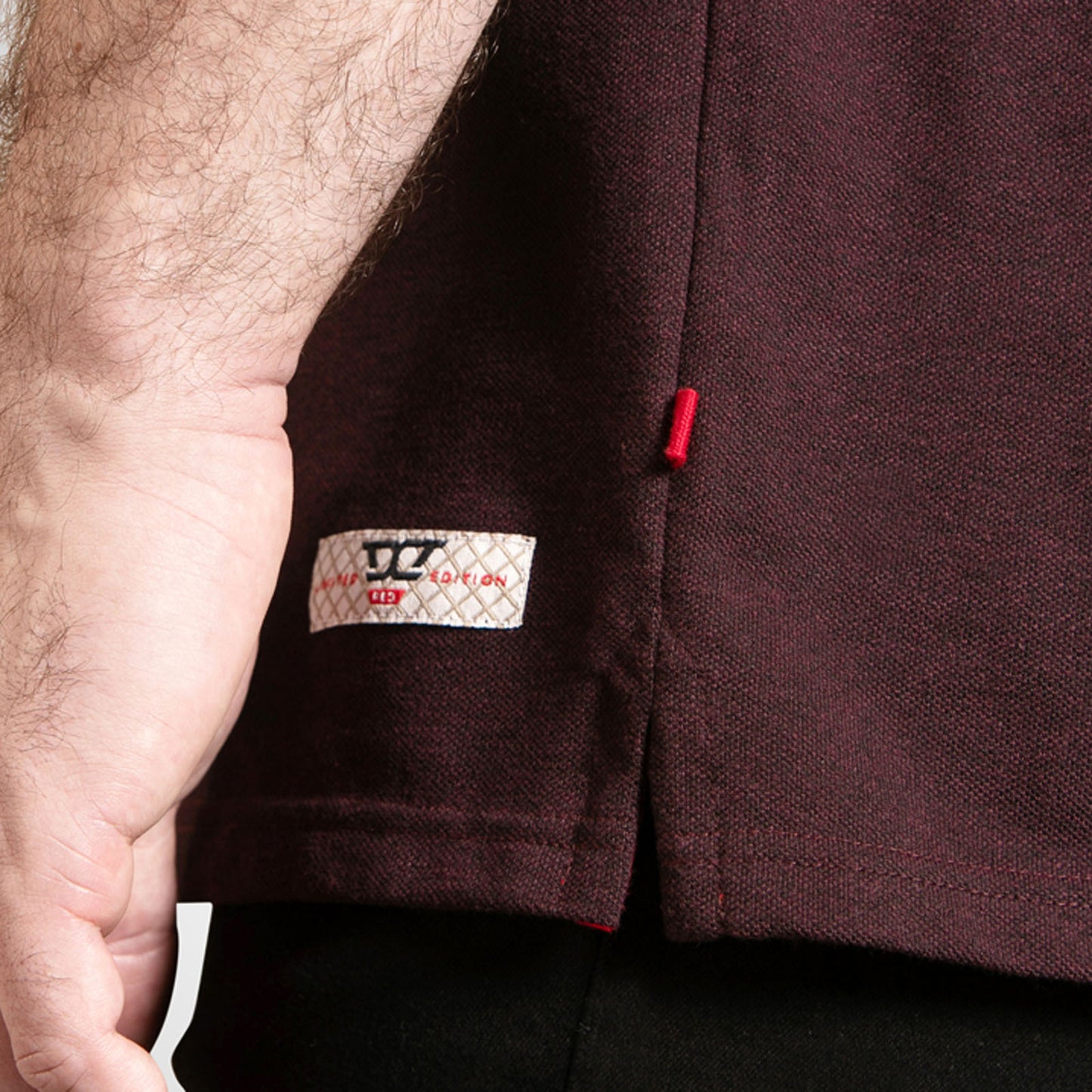 D555 Plus Size Redditch Jacquard Trim Polo Burgundy