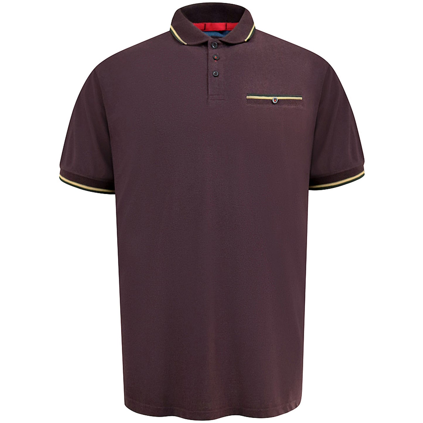 D555 Plus Size Redditch Jacquard Trim Polo Burgundy