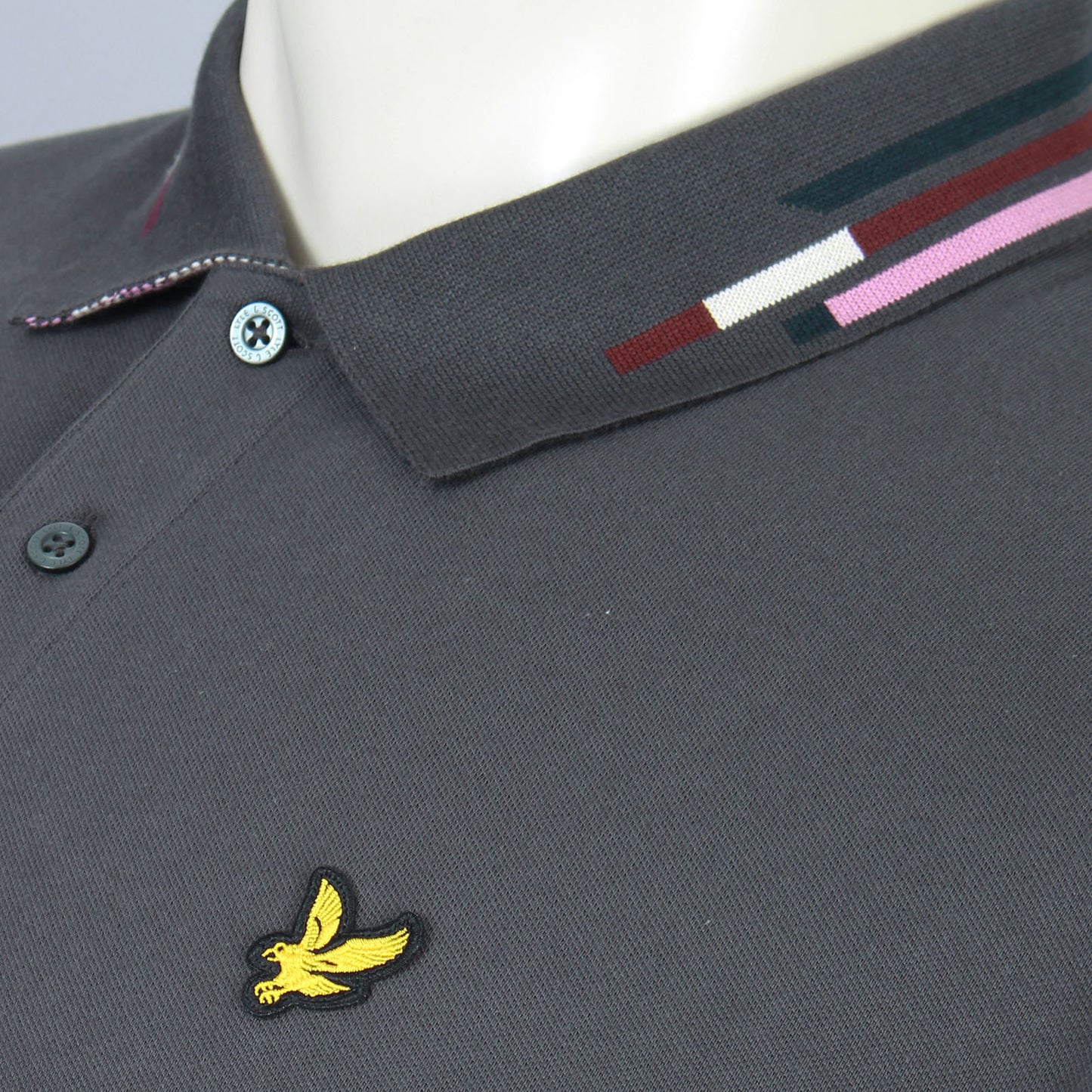 Lyle & Scott Plus Size Striped Tipped Polo Gunmetal