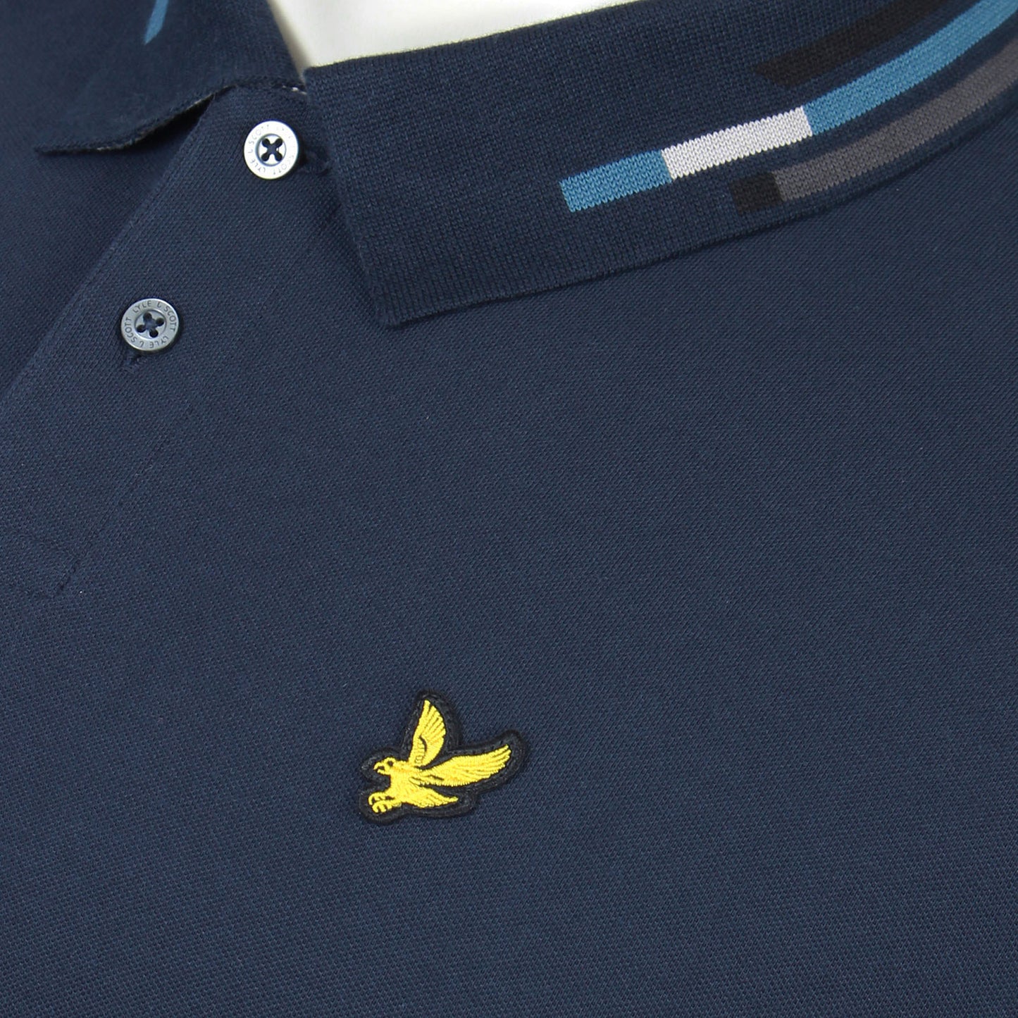 Lyle & Scott Plus Size Striped Tipped Polo Dark Navy