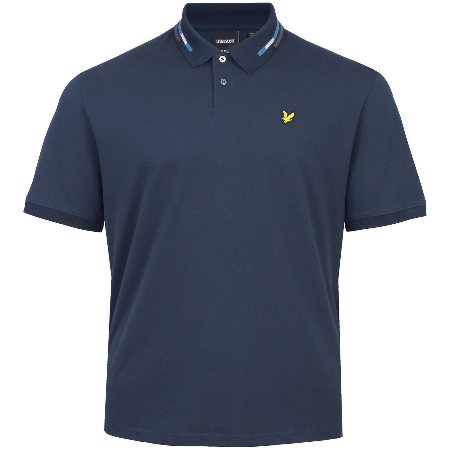Lyle & Scott Plus Size Striped Tipped Polo Dark Navy