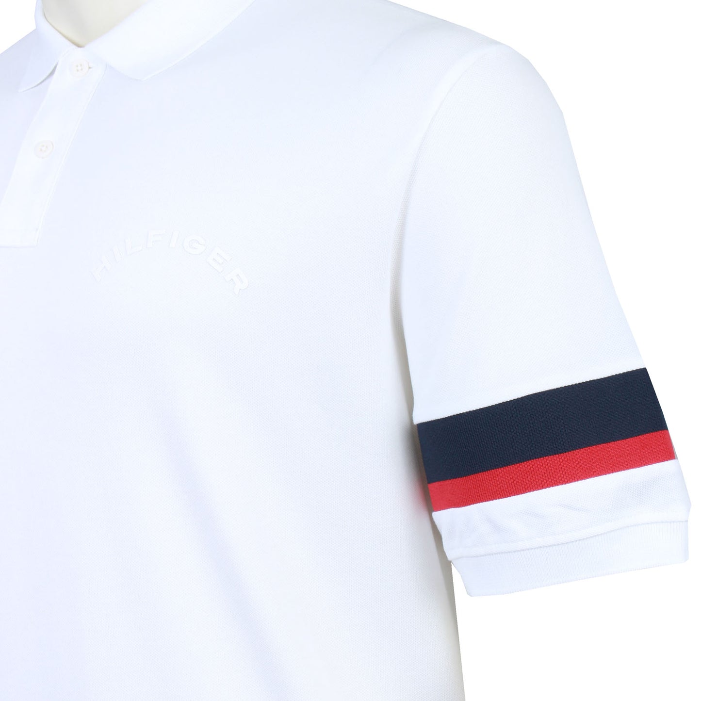 Tommy Hilfiger Plus Size Sleeve Tape Polo White