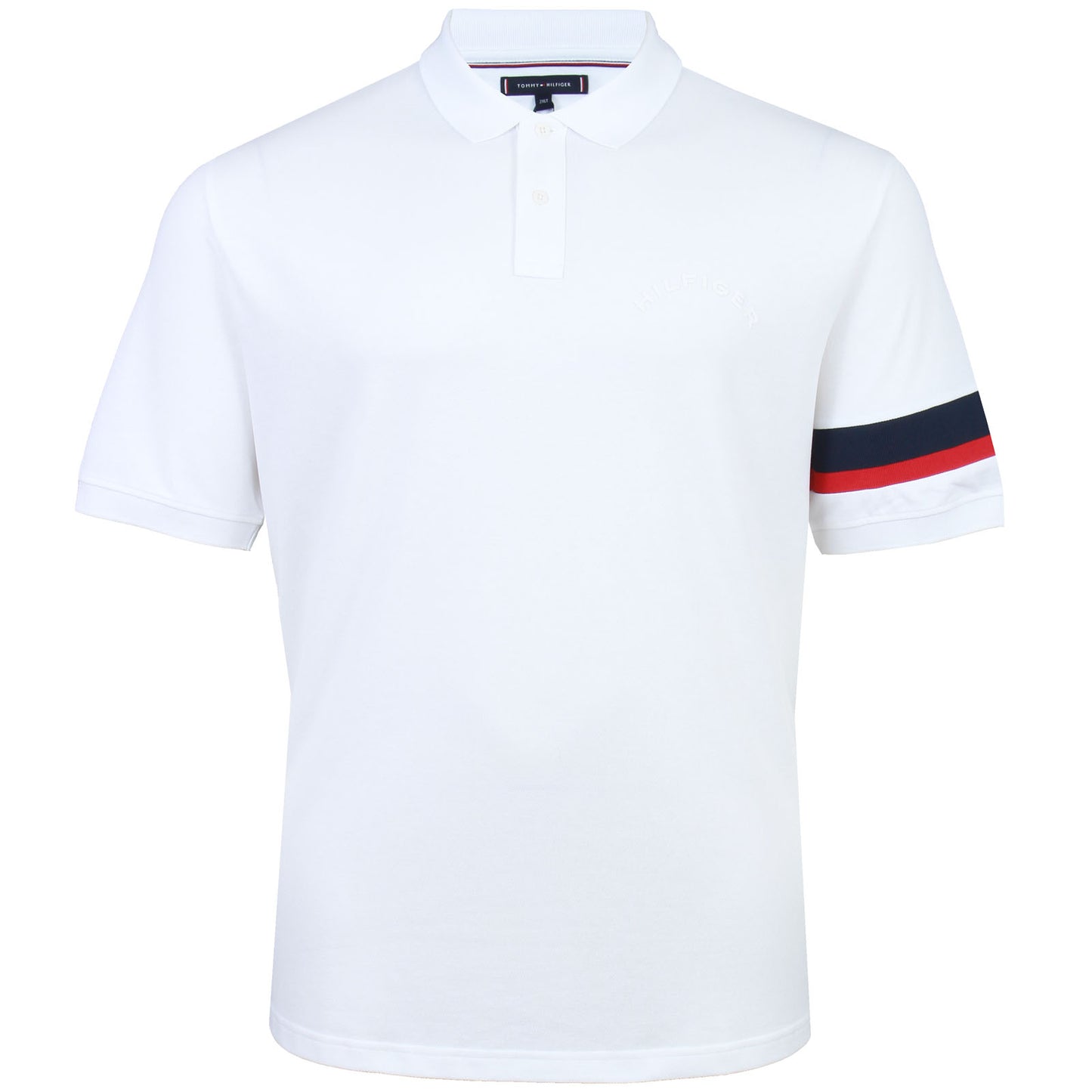 Tommy Hilfiger Plus Size Sleeve Tape Polo White