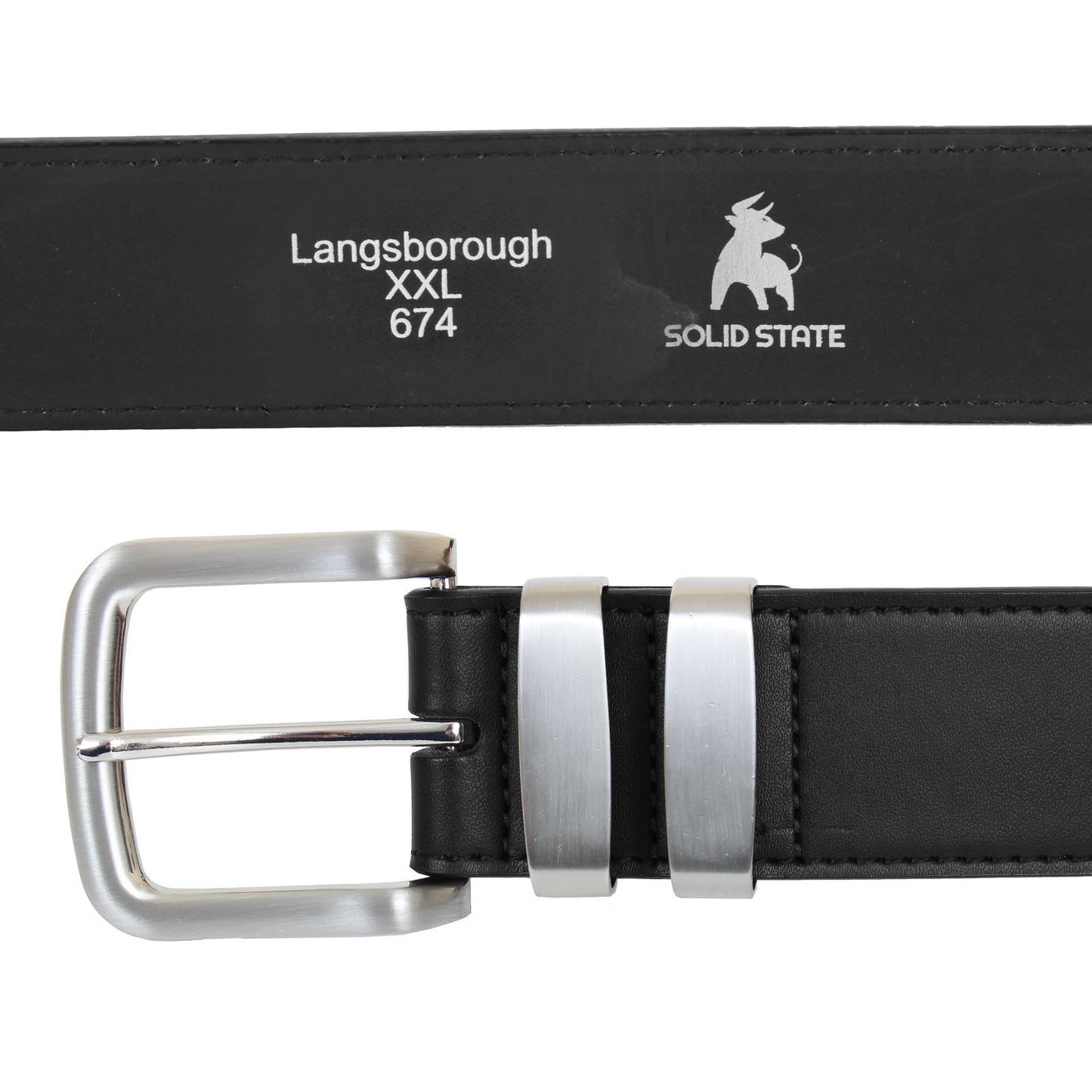 Solid State Plus Size Langsborough Double Metal Loop Fashion Belt Black
