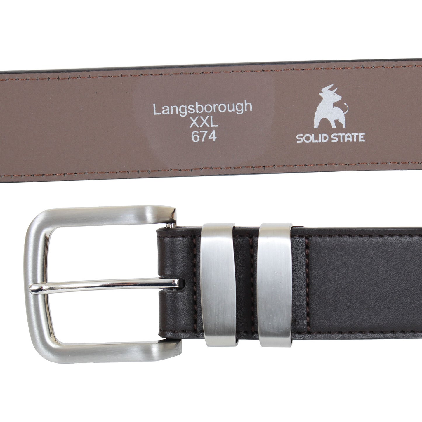 Solid State Plus Size Langsborough Double Metal Loop Fashion Belt Dark Brown