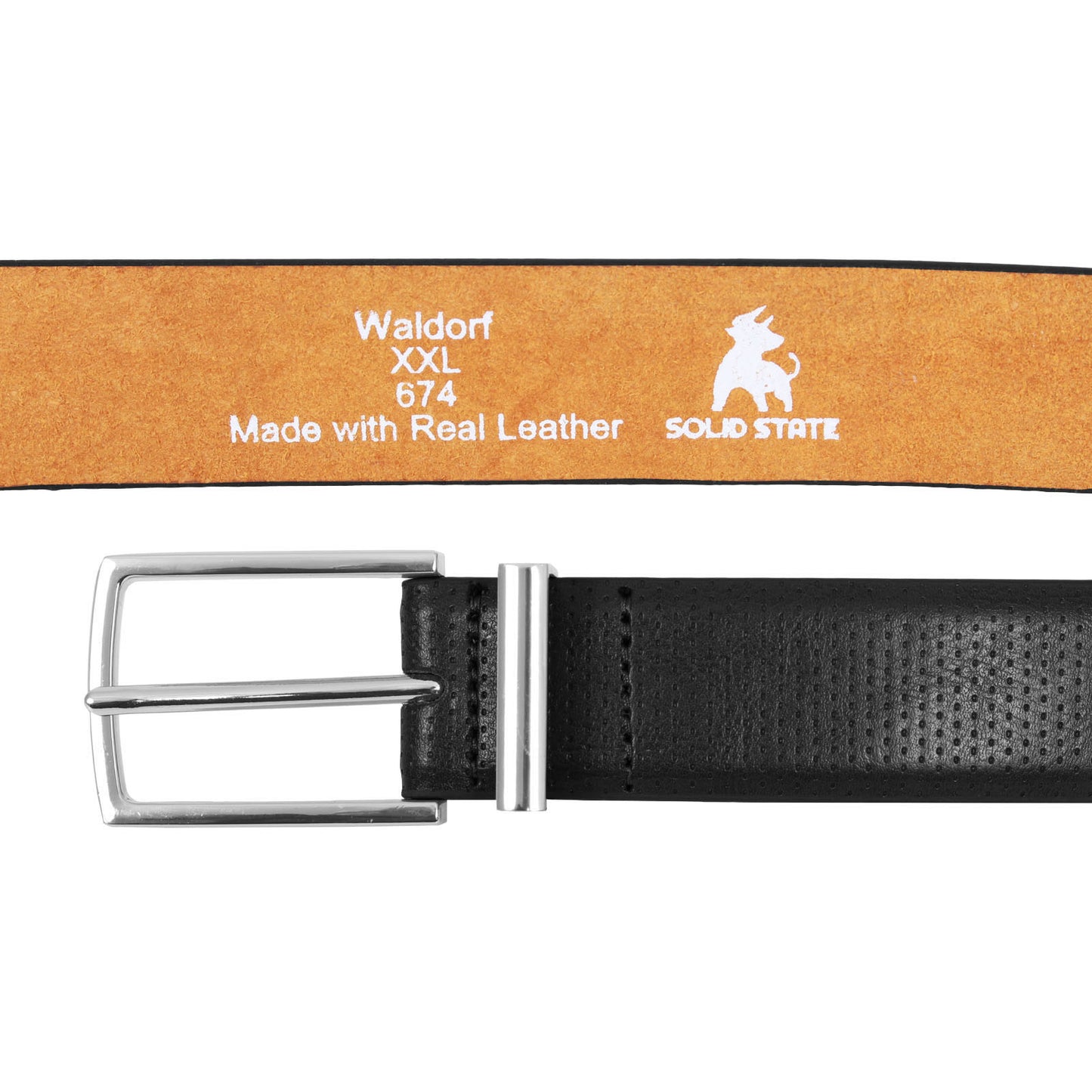 Solid State Plus Size Waldorf Debossed Trouser Belt Black