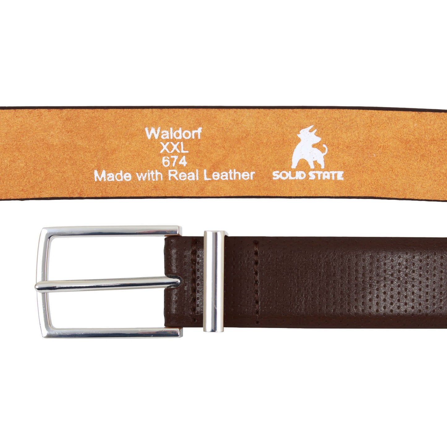 Solid State Plus Size Waldorf Debossed Trouser Belt Brown