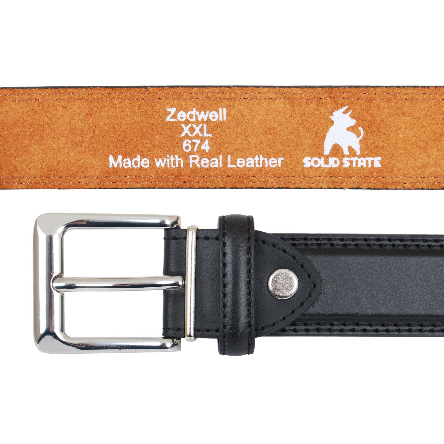 Solid State Plus Size Zedwell Smart Trouser Belt Black