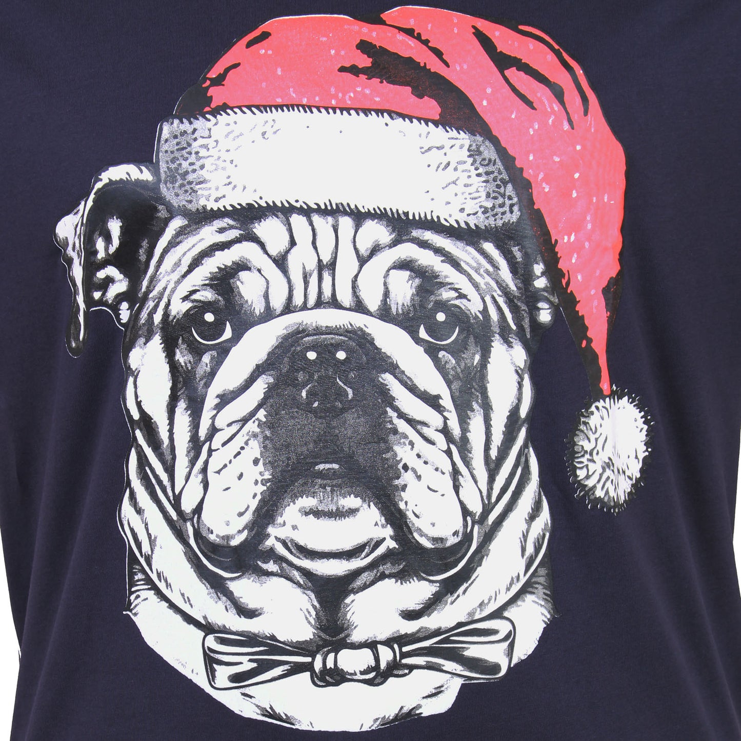Kam Jeans Plus Size Bulldog Santa Xmas T-Shirt Navy