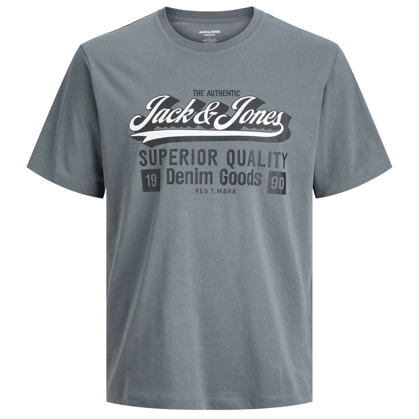 Jack & Jones Plus Size Logo O-Neck Aw25 T-Shit Stormy Weather