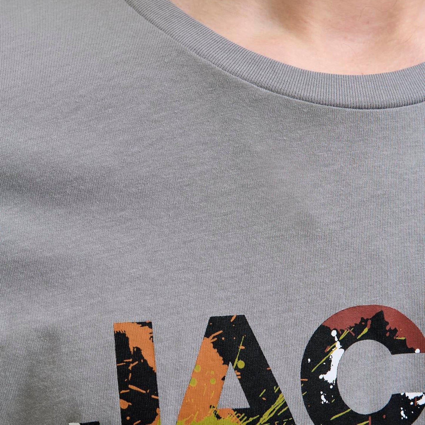 Jack & Jones Plus Size Geplas Paint Splat T-Shirt Ultimate Grey