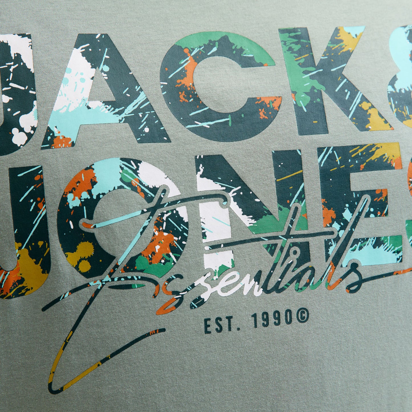Jack & Jones Plus Size Geplas Paint Splat T-Shirt Iceberg Green