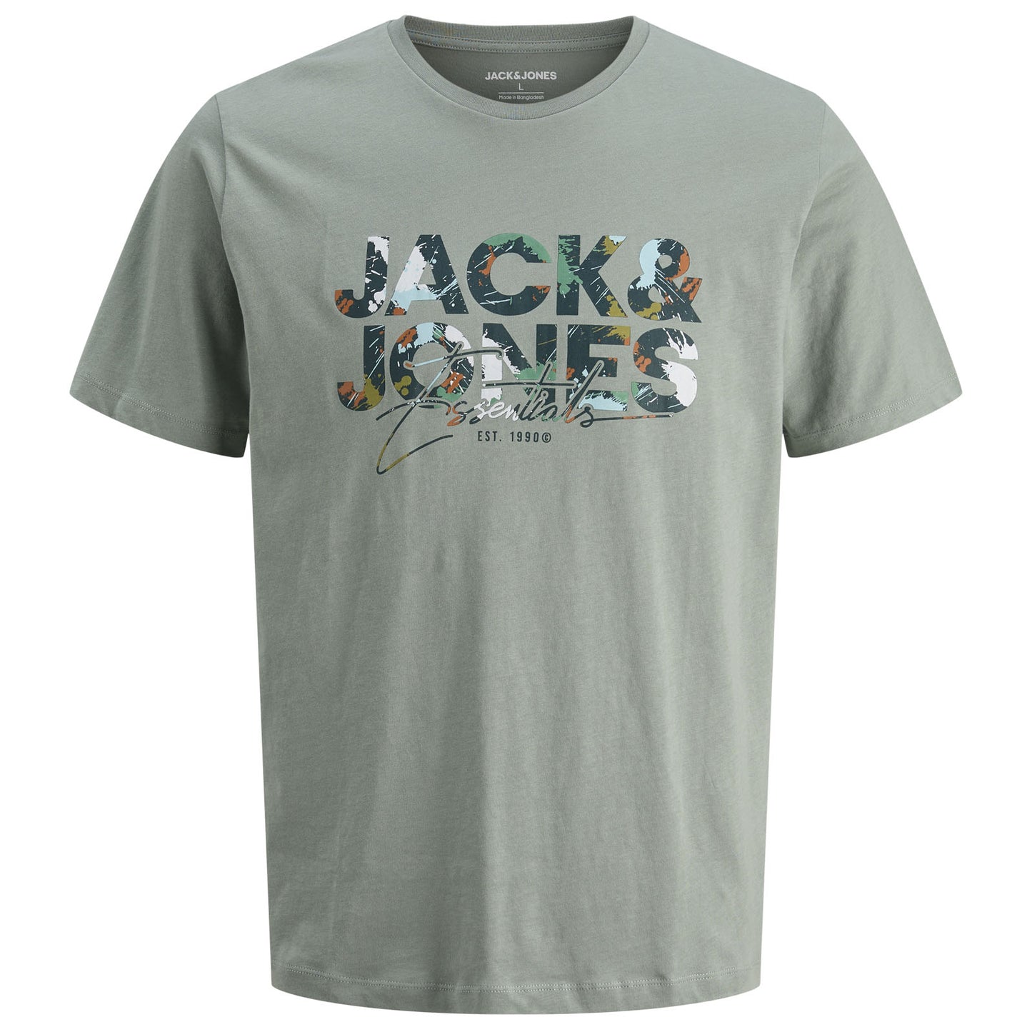 Jack & Jones Plus Size Geplas Paint Splat T-Shirt Iceberg Green