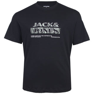 Jack & Jones Plus Size Stance Text T-Shirt Black