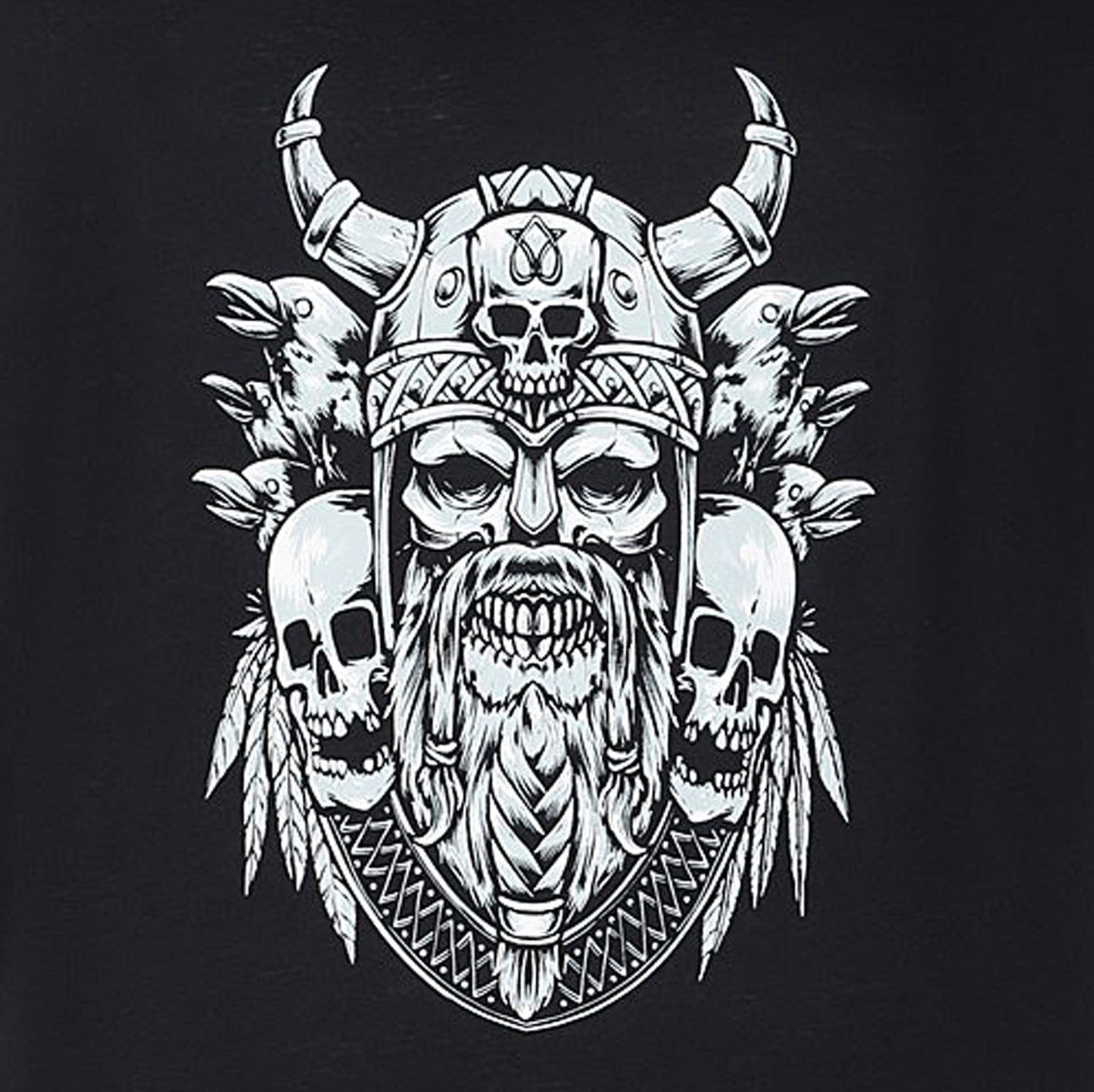 Espionage Plus Size T441 Viking Skull T-Shirt Black