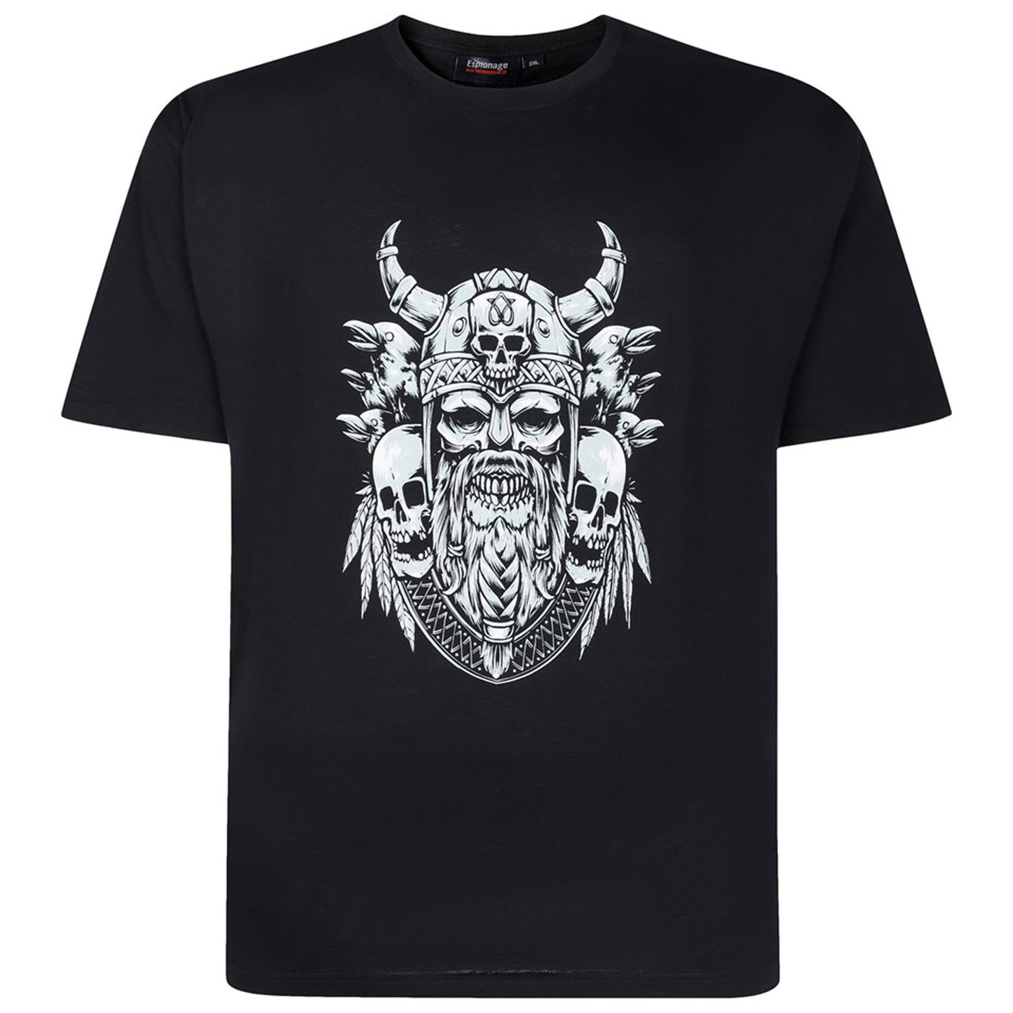 Espionage Plus Size T441 Viking Skull T-Shirt Black