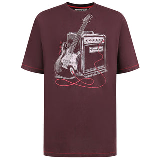 D555 Plus Size Barnsley Guitar & Amp T-Shirt Burgundy Twist