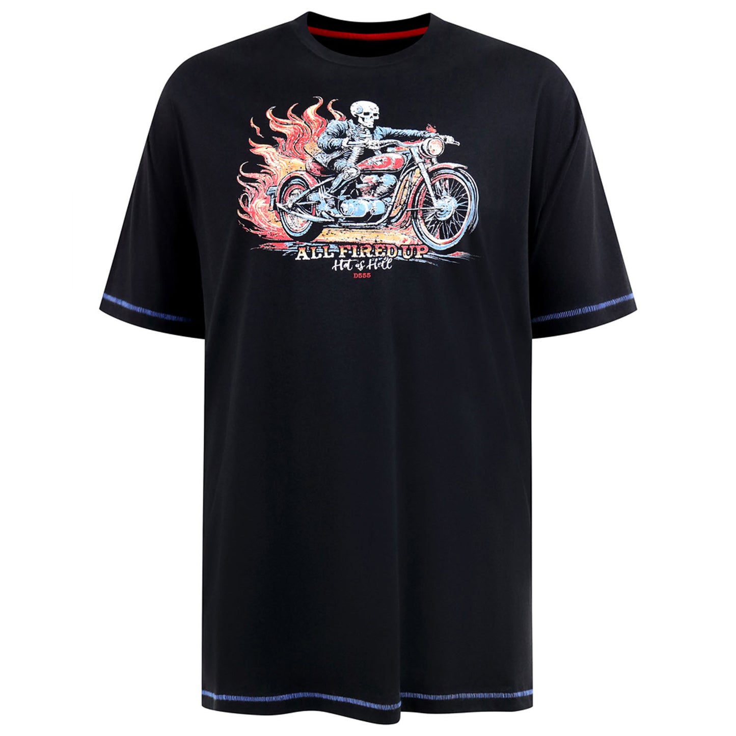 D555 Plus Size Dewsbury Skeleton Bike T-Shirt Black