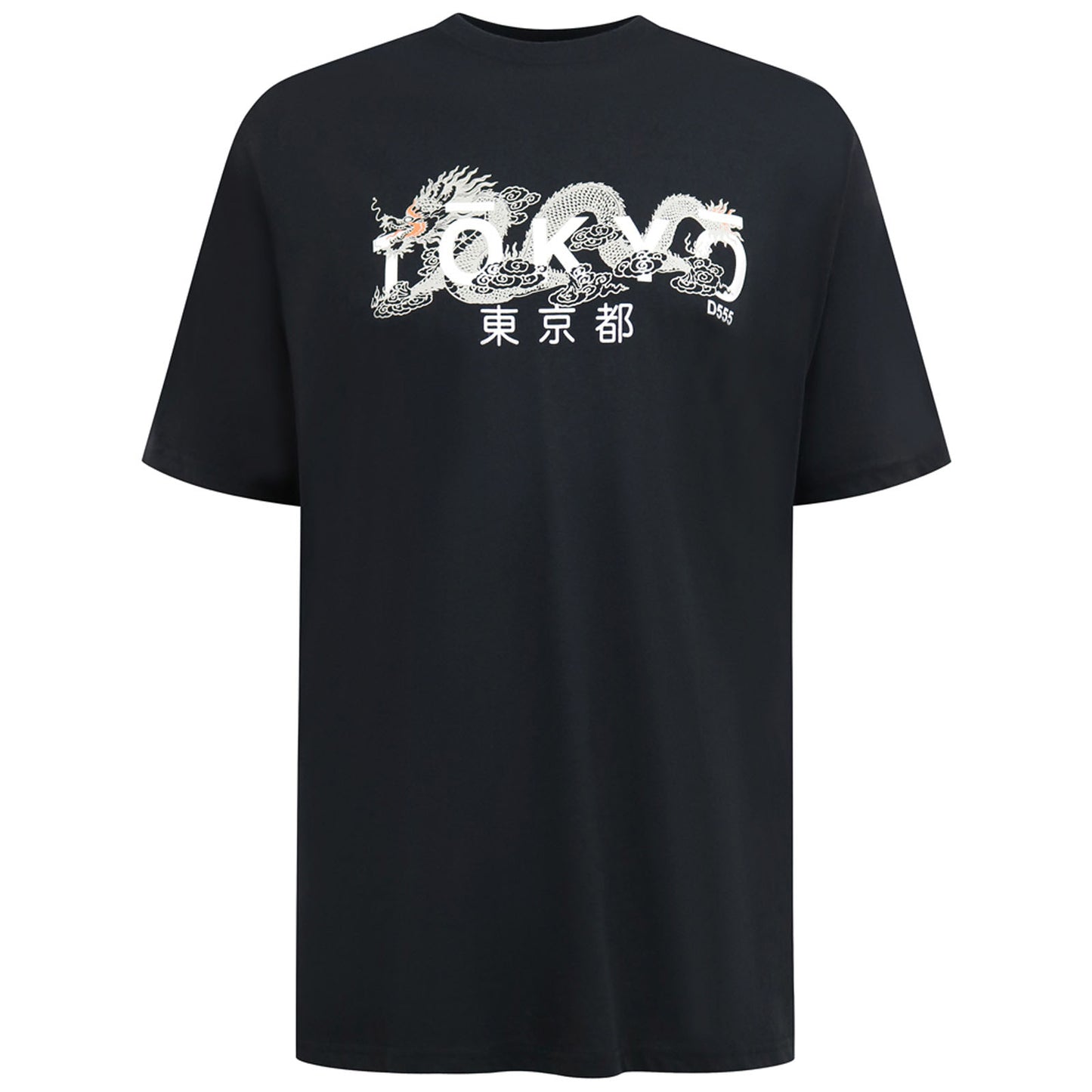 D555 Plus Size Ginza Tokyo Dragon T-Shirt Black