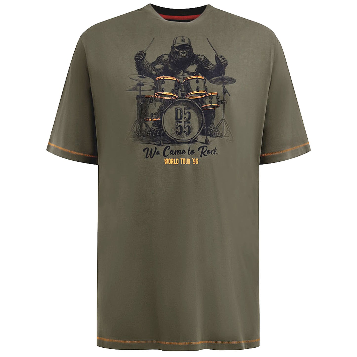 D555 Plus Size Stockton Gorilla Drums T-Shirt Khaki