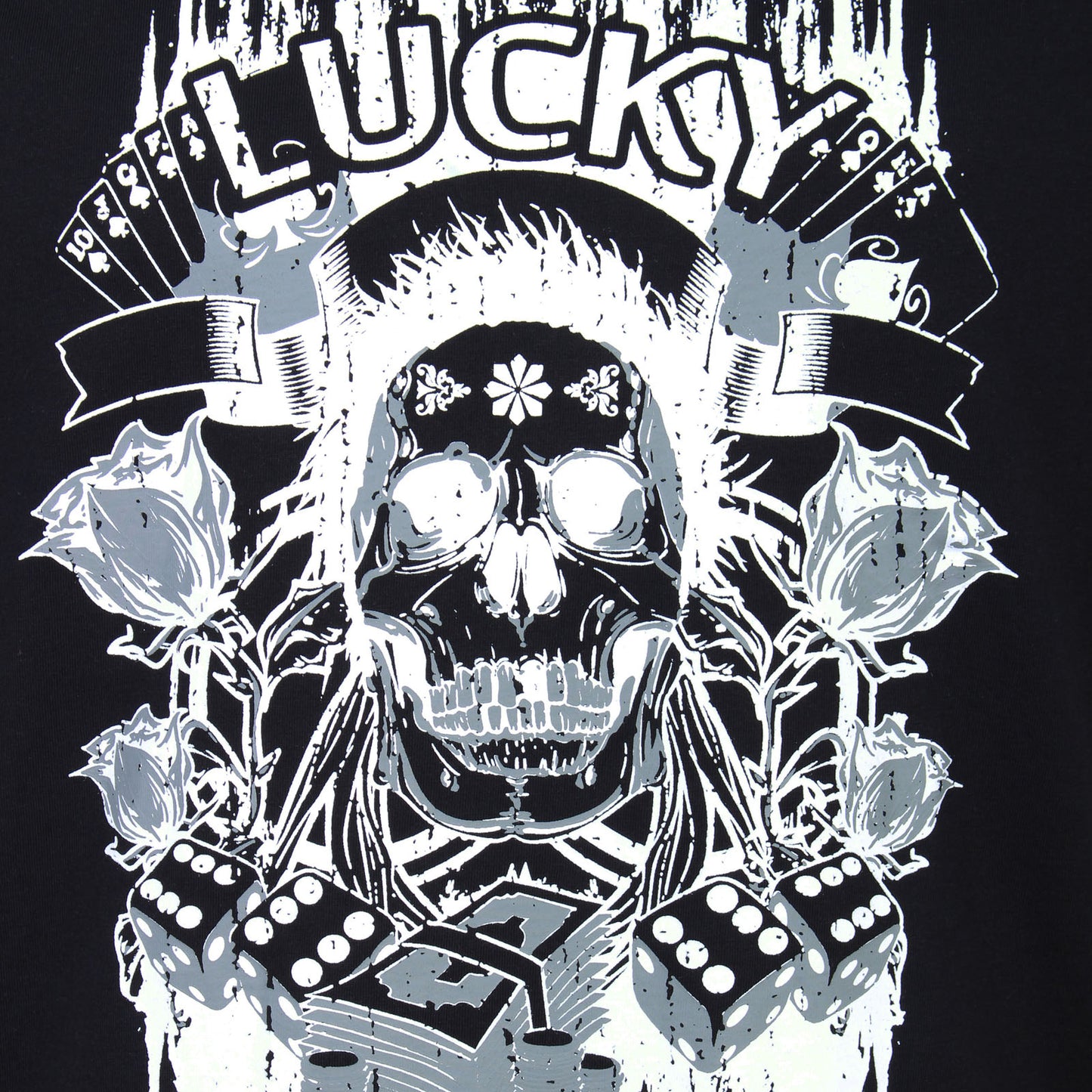 Kam Jeans Plus Size Lucky Skull T-Shirt Black