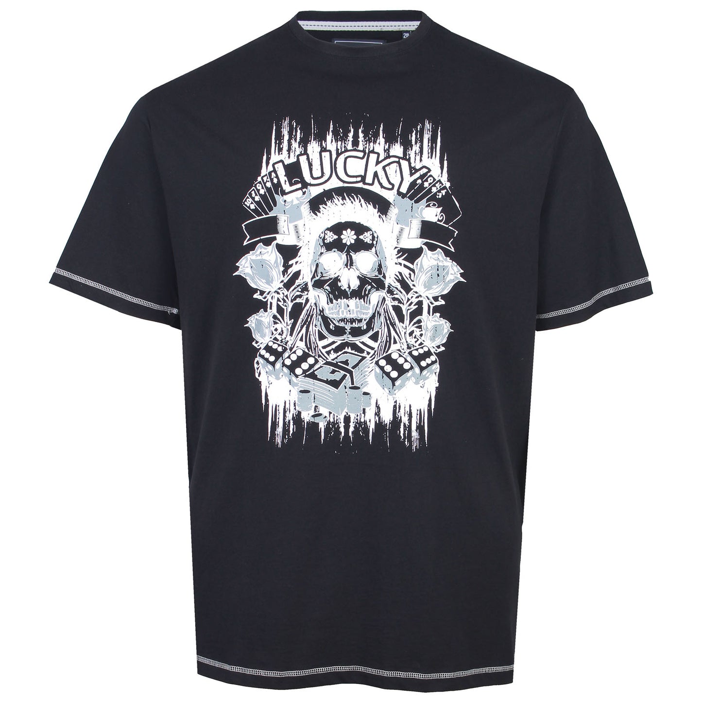 Kam Jeans Plus Size Lucky Skull T-Shirt Black