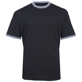 Kam Jeans Plus Size Textured Contrast T-Shirt Black