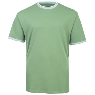 Kam Jeans Plus Size Textured Contrast T-Shirt Elm Green