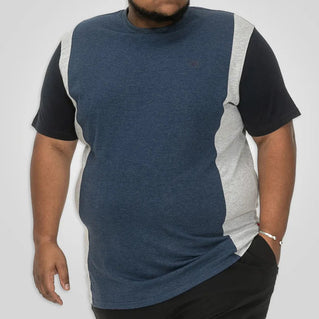D555 Plus Size Neath Cut And Sew Crew T-Shirt Denim Marl